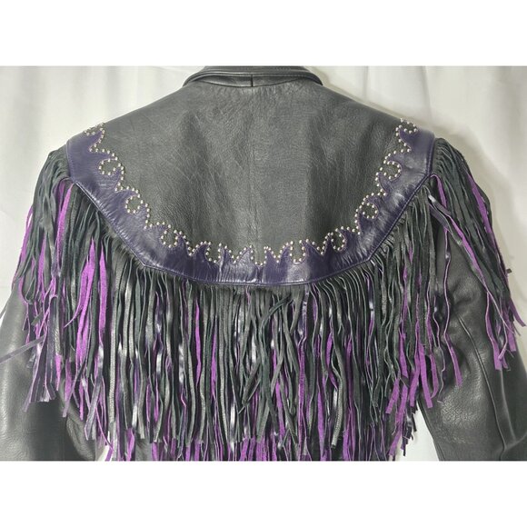 Western World By Shaf Leather Jacket SMALL Fringe Southwestern *BROKEN ZIPPER* - Picture 13 of 16